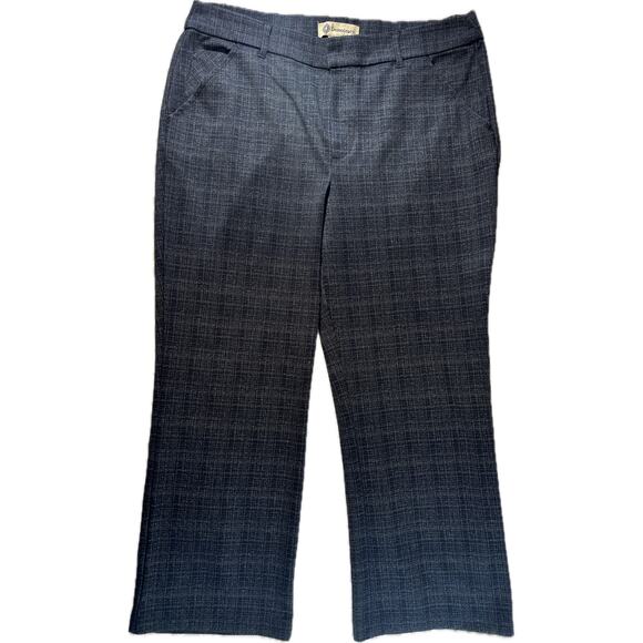 Democracy Trouser Women's Size 14 High Rise Plaid Dress Pant Modern Black Gray - Picture 1 of 8